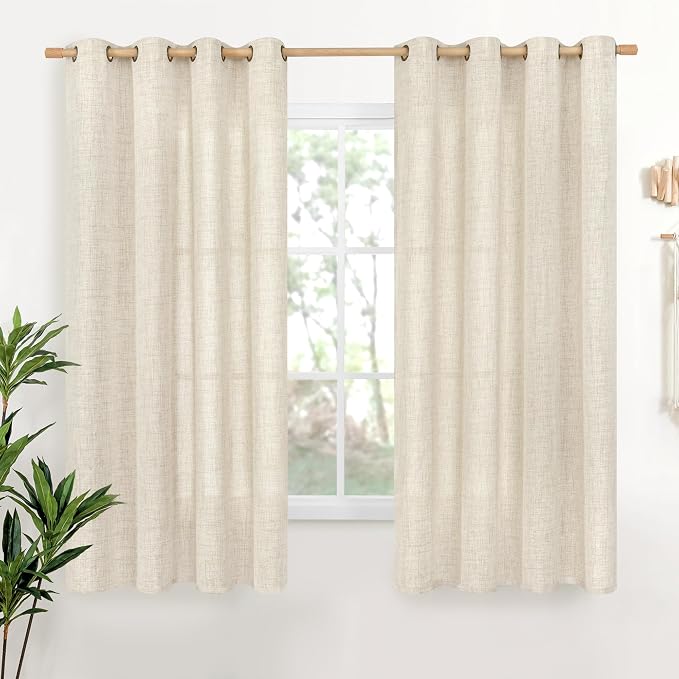 YoungsTex Linen Curtains 63 Inch Length 2 Panels Set Light Filtering | Bronze by YoungsTex