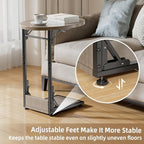 Elbourn Folding Side Table End Couch Tables, Metal Frame C-Shaped TV Stand - Image 6