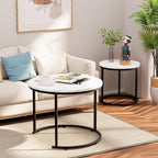 aboxoo Round Nesting Coffee Table Side Table Set of 2 End Tables - Image 9