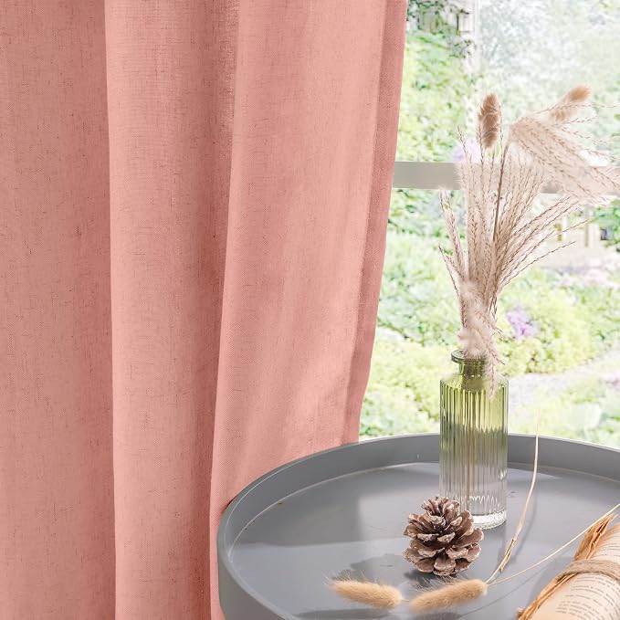 YoungsTex Dusty Rose Pink Linen Curtains 84 Inch Length - Image 8