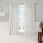 Cream Semi Sheer Linen Curtains 63 inch Length by Nanspring
