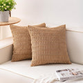 Aegero Pack of 2 Corduroy Decorative Throw Pillow Covers 16x16 Inch, Coffee | by Unknown