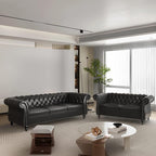 ORRD 2 Pieces Living Room Set, Chesterfield Leather Sofa Loveseat Couch by ORRD
