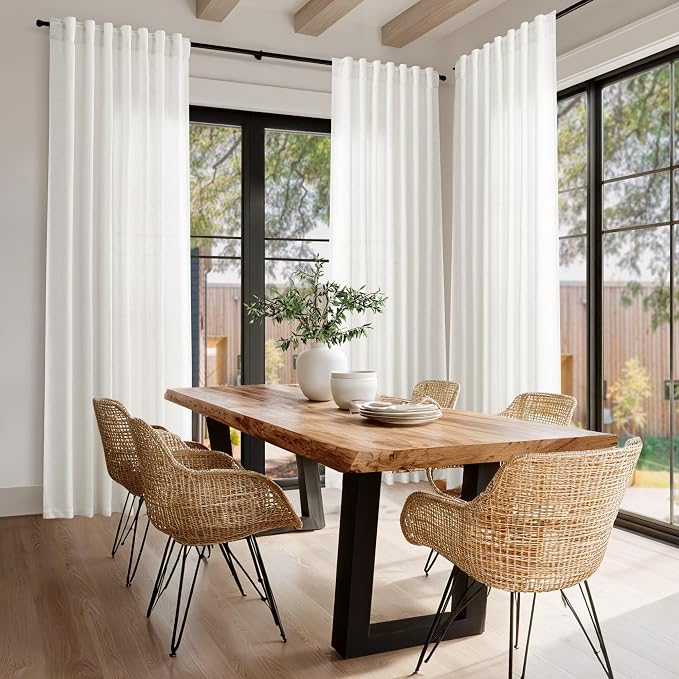 Beige White Linen Curtains 96 Inches Long - Image 7