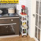OKZEST Utility Slim Storage Cart, 4 Tier Small Rolling Kitchen Laundry Room Cart - Image 6