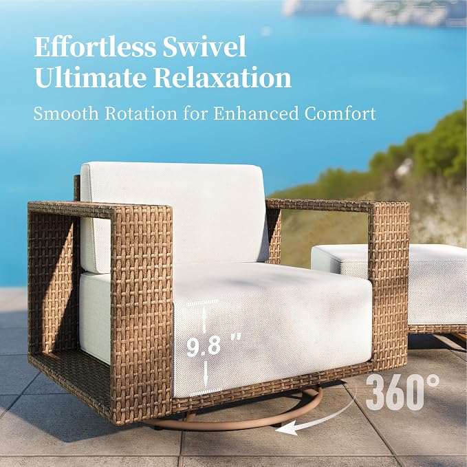 SUNSHINE VALLEY 6 Pieces Patio Furniture Set, Outdoor Wicker Conversation Set - Image 2