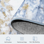 8x10 Area Rug for Living Room, Abstract Washable Large Rugs, Light Blue | - Image 7