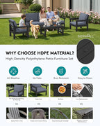 SERWALL HDPE Patio Conversation Set, 6-piece Sectional Outdoor Furniture Set - Image 3