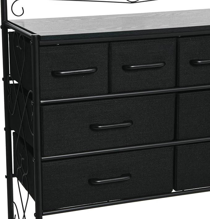Household Essentials Black Oak & Iron Apothecary 8-Drawer Sideboard - Image 6