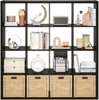 Furinno Cubicle Book Shelf, 16-Cube Bookshelf, Extra Thick Frame Reversible - Image 8