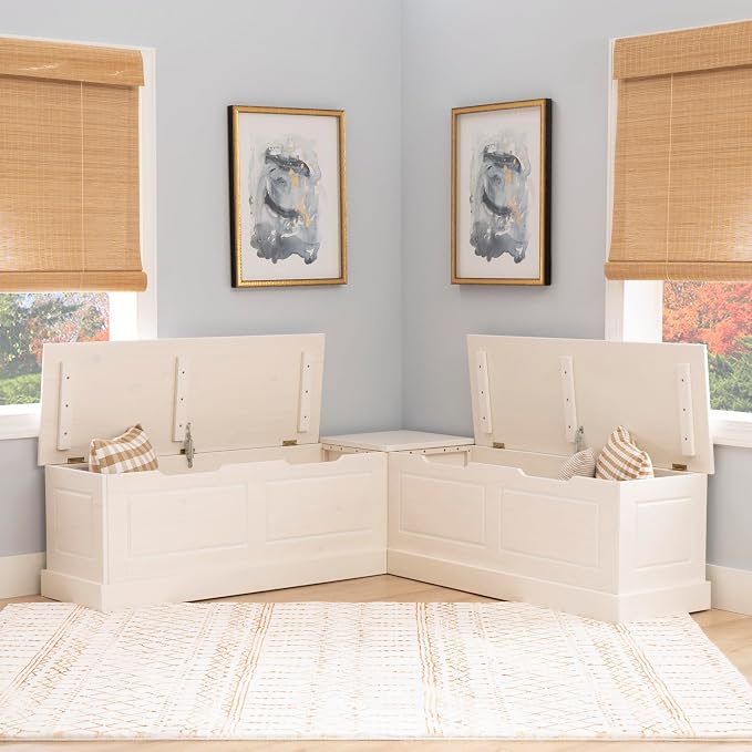 Linon Harris White Solid Pine Backless Nook - Image 8