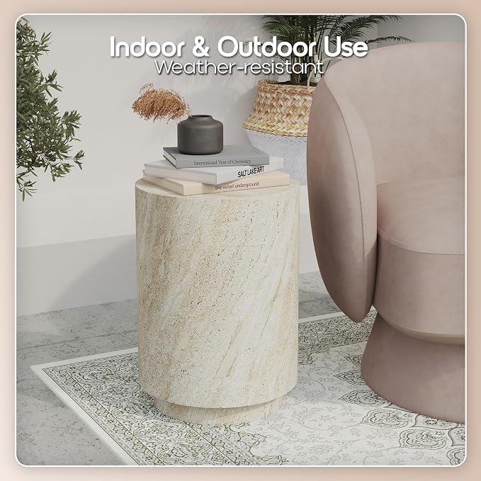 LeisureMod 14” Wide Round Side Table in Fiberstone - Image 8