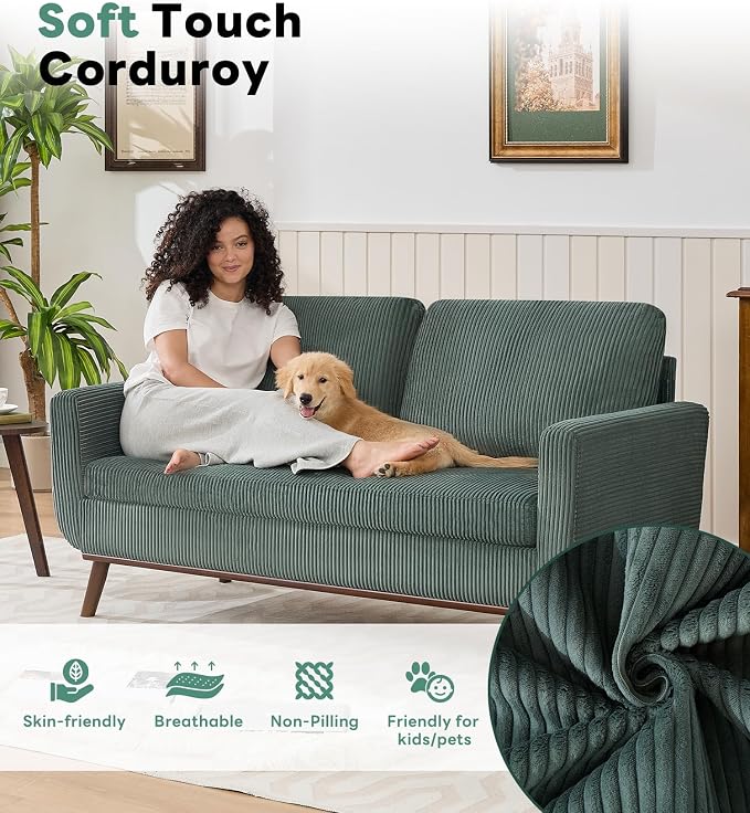 Kingfun 65" Corduroy Love Seat - Image 4