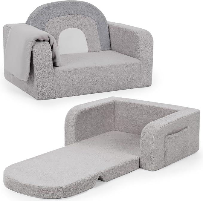 Foryoomi Kids Couch, 2-in-1 Soft Toddler Couch Fold Out by Unknown