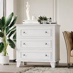 IDEALHOUSE 3 Drawer Dresser, Wooden Storage Chest of Drawers - Image 3