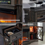 OKD 3-Sided Glass Farmhouse Fireplace TV Stand - Image 5