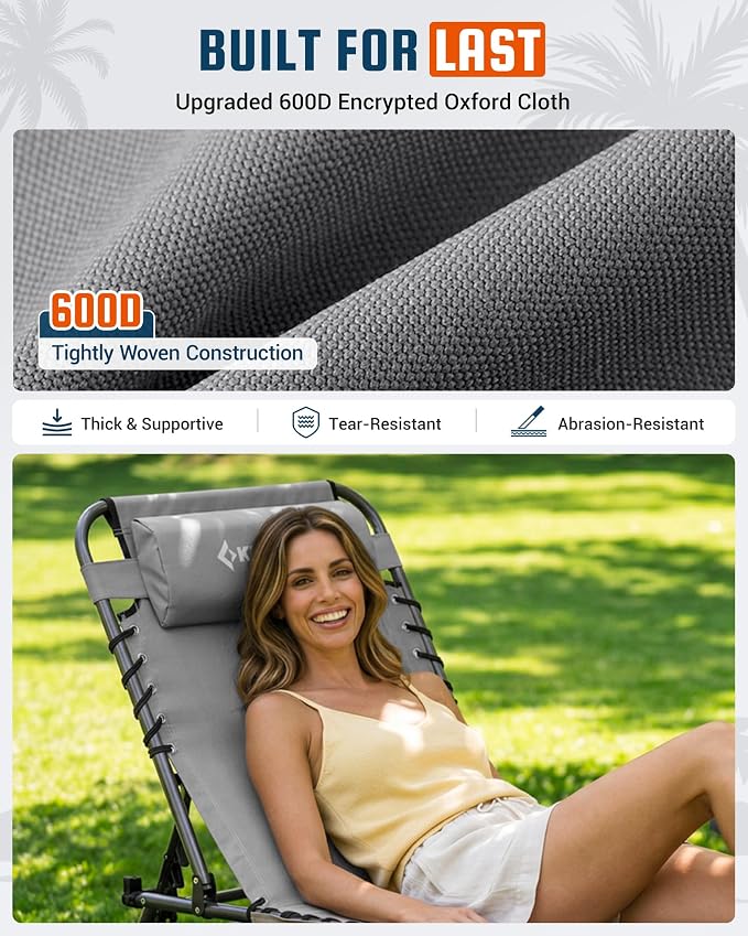 KingCamp Lounge Chair with face Hole, 400LBS Tanning Chairs - Image 9