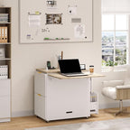 ModernMate 3-in-1 Folding Desk & File Cabinet, Fluted Multi-Storage Workspace - Image 2
