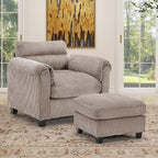 HAOMARKETS Corduroy 2-Piece Sofa Set, Upholstered Ottoman and Accent Chair Sofa by HAOMARKETS
