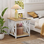GreenForest End Table with 2-Tier Storage Shelf, 24 inch Large Side Table - Image 7