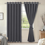Grommet Blackout Curtains for Bedroom, 70 x 84 Inches, Dark Grey | Thermal by Hiasan