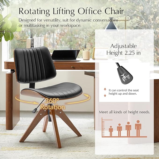 HULALA HOME Faux Leather Home Office Chair - Image 3