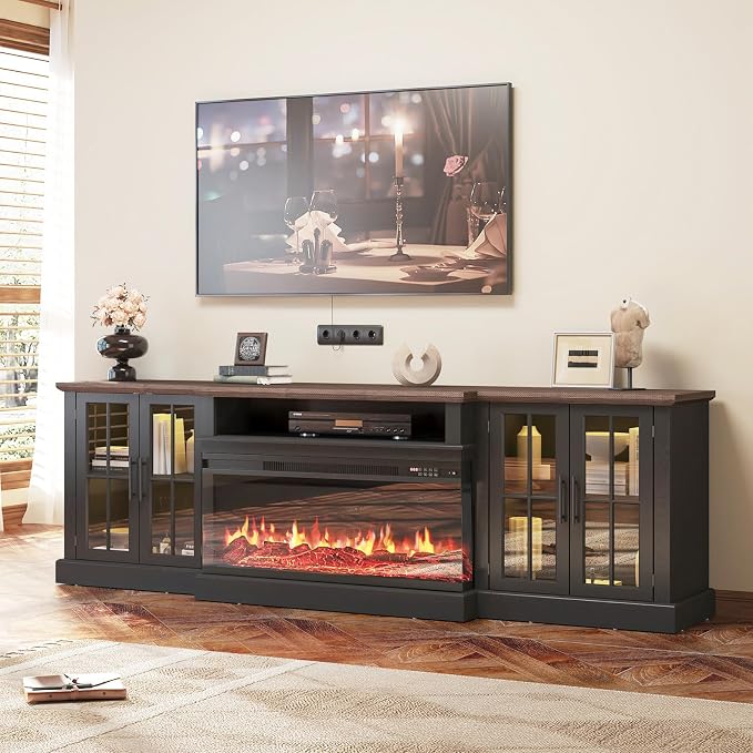 87" Farmhouse TV Stand with 36" Fireplace by Nordivale