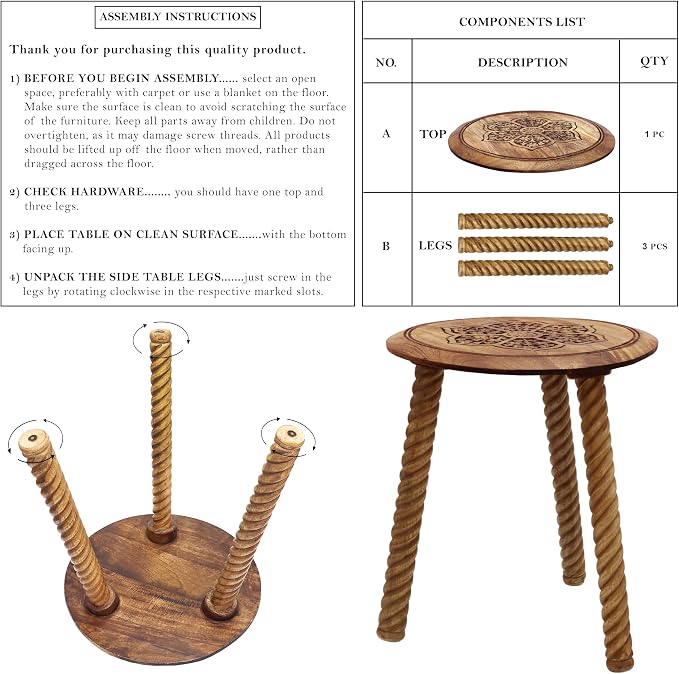 COTTON CRAFT Solid Wood End Table - Image 8