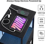 Fixwal Night Stand with Charging Station, LED Nightstand Side Table with Fabric - Image 5