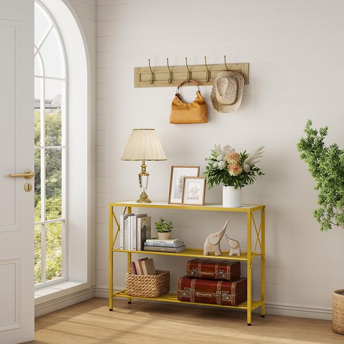 Hoctieon Gold Console Table, 3 Tier Entryway Table - Image 7