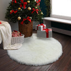 Amdrebio Cream Ivory White Small Round Fluffy Rug 3Ft - Image 7