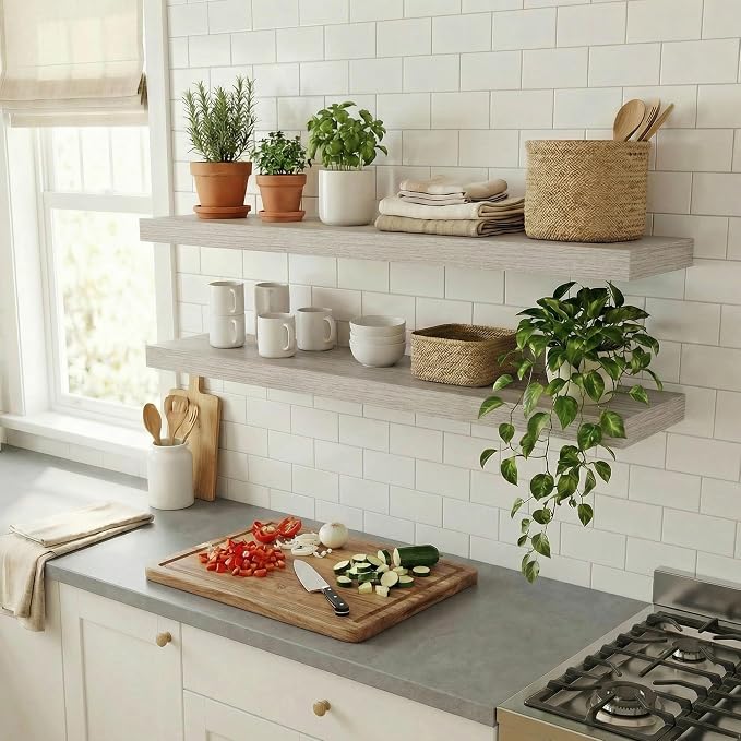 Dreamland Floating Shelves for Wall, 2 Pack Rustic Wooden Wall Shelves - Image 6