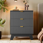 BORNOON Fluted 3 Drawer Dresser, 30.3" Tall Compact Modern Boho Chest of Drawers - Image 6