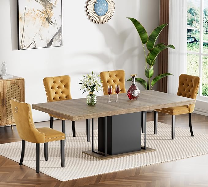 Henf 63"-79" Dining Table Set for 4, 5 Pieces Extendable Dining Table and 4 by Henf