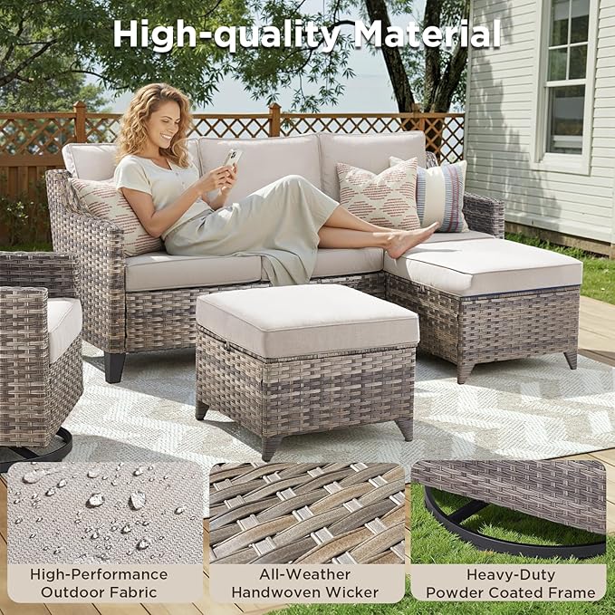 Outdoor Patio Furniture Set-5 Pieces All-Weather Wicker Outdoor Furniture - Image 3