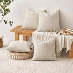 MIULEE Soft Decorative Chenille Euro Pillow Covers Cream 22x22 Pack of 4 | - Image 4