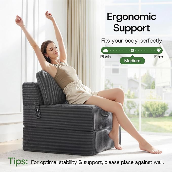 4-in-1 Folding Sofa Bed Convertible Boneless Sleeper Chair Couch Foldable - Image 7
