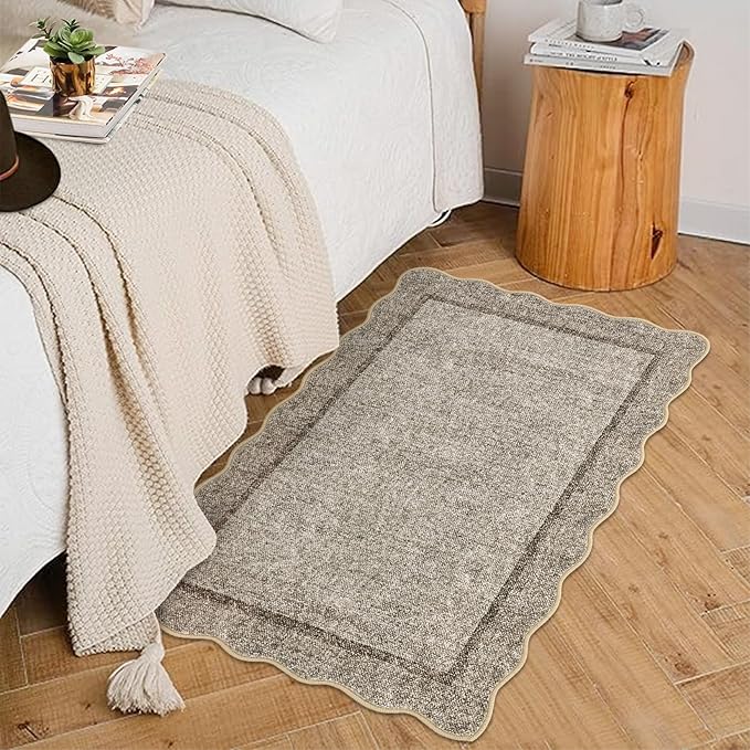 GarveeHome Small Area Rug 2x3 Scalloped Entry Rug Washable by GarveeHome