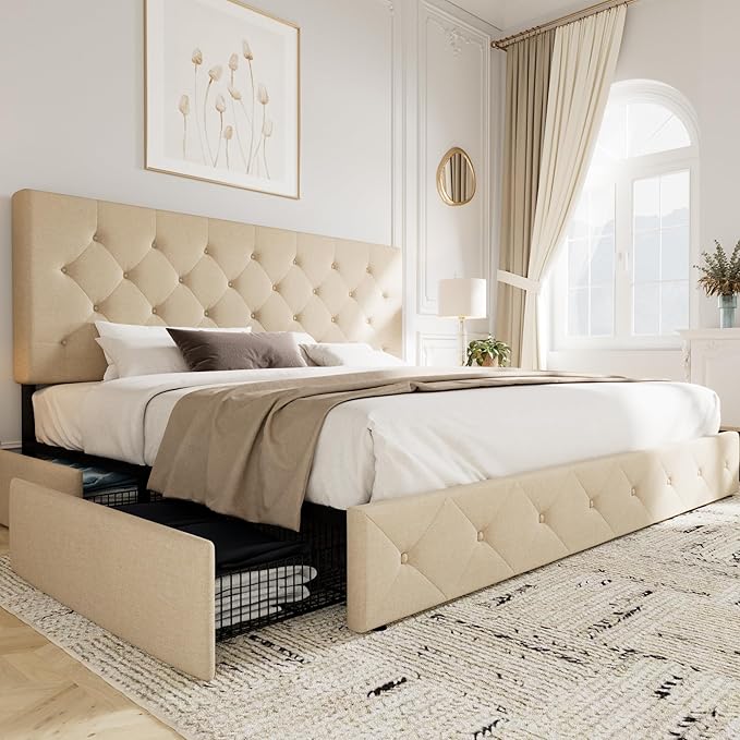 Allewie Upholstered King Size Platform Bed Frame by Allewie