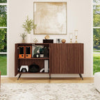 59" Walnut Arched Sideboard Buffet Cabinet - Image 6