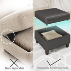 EASE MOOSE Armrest Module for Modular Sectional Sofa, Faux Leather Side - Image 9