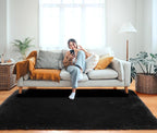Black Area Rugs for Bedroom Living Room, Fluffy Fuzzy Shaggy 4x6 Bedside Rug - Image 7
