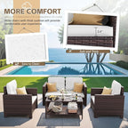 Homall 4 Pieces Patio Furniture Sets Rattan Chair Wicker Conversation Sofa Set - Image 4