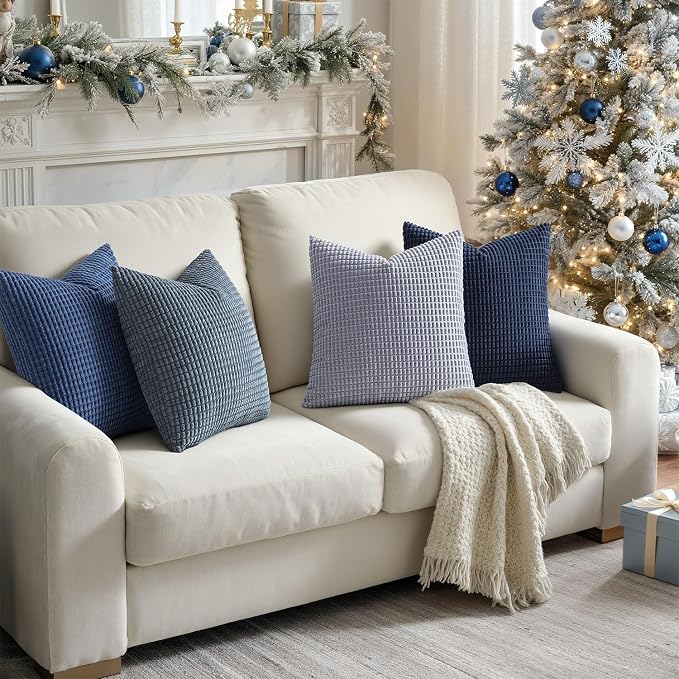 MIULEE Blue Decorative Pillow Covers 18x18 Inch Set of 4 Boho Western Farmhouse - Image 8