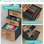 Lufeiya Computer Desk with Fabric File Drawers Cabinet, 55 Inch Reversible Home - Image 5