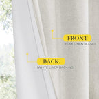 NICETOWN 100% Blackout Linen Texture Curtains 80 inches Long, Thermal Insulated - Image 5