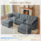 Amsleekey Modular Sectional Sofa, 111.5" U-Shaped Corduroy Comfy Sectional - Image 8