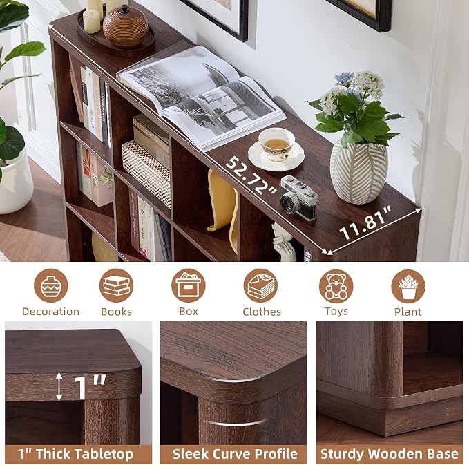 Joaxswe 12 Cube Storage Organizer, Wood Floor Standing 3-Tier Cubby Bookcase - Image 4