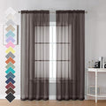 Chocolate Brown Sheer Curtains 84 Inches Long 2 Panels, Light Filtering Sheer by OVZME