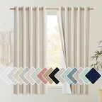 NICETOWN Natural 100% Blackout Short Curtains 63 inches Lenghth Burg by NICETOWN